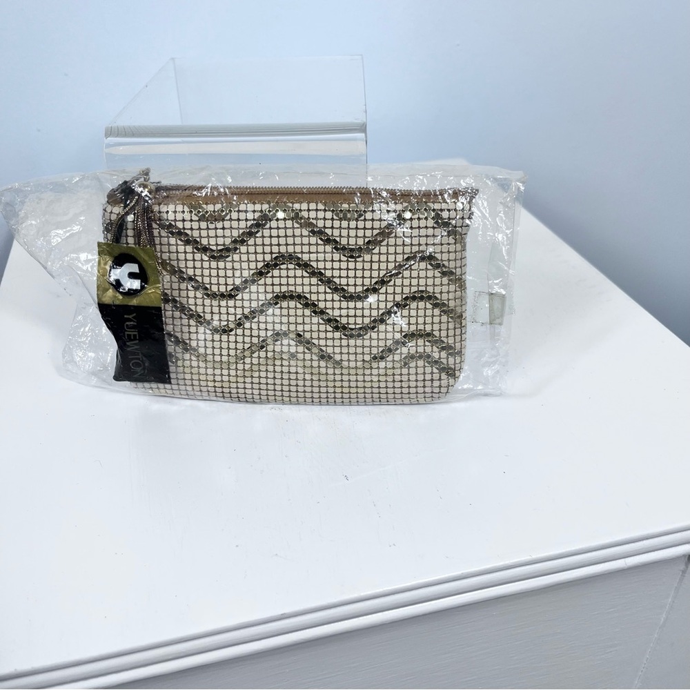 Vintage Gold & Beige Mesh Clutch With Original Packaging. (NWT)